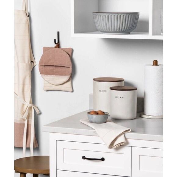 Hearth & Hand Magnolia Cookie Jar Canister Stoneware with Wood Lid - Picture 4 of 8